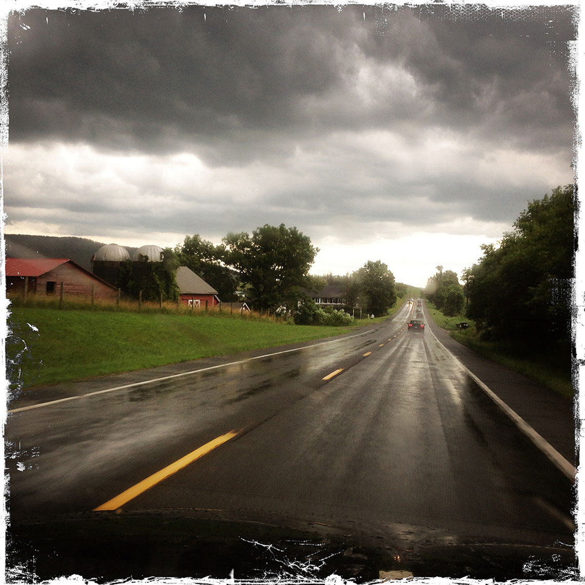 Rain on a Rural Road